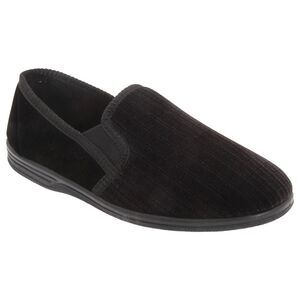 Zedzzz Mens Richard Striped Twin Gusset Velour Loafer Slippers /Indoor Footwear
